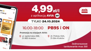 Paliwo za 4,99 zł/l na dwóch stacjach AVIA w Krakowie Biuro prasowe